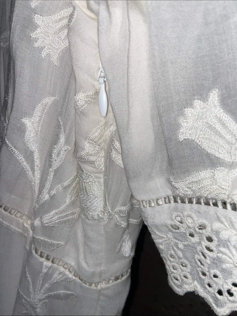Sundance Catalog Special Occasion Embroidered White Cream Dress Rayon Silk 10 - Picture 11 of 11